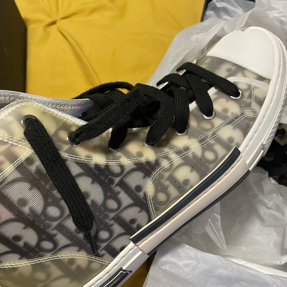 Dior, Stylish Black and White Skull Sneakers